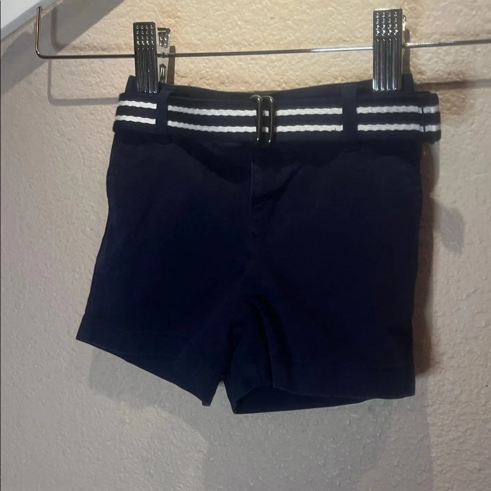 Ralph Lauren Baby Boy’s Navy Blue Twill Shorts & Matching Belt 6 Months Preppy